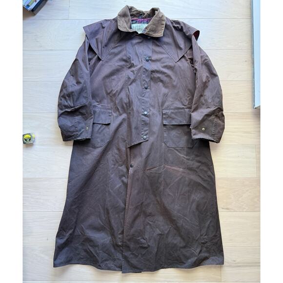 Barbour Backhouse Waxed Coat 2XL Brown Long Trench Riding Wax Heavy Outerwear - Picture 2 of 11